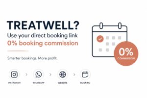 Treatwell direct booking widget showing how beauty salons can receive commission-free bookings through their own digital channels.