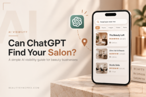 Beauty business owner exploring AI search and online salon visibility